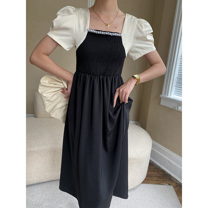 Damen Maxikleid Puffärmel Dekorativer Ausschnitt Eveloria - Eveloria
