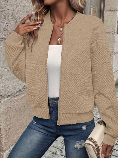 Damen Sweatjacke Strukturiert Reißverschluss Eveloria