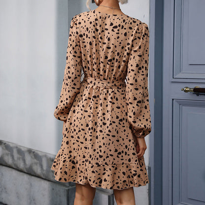 Damen Wickelkleid Rüschendesign Eleganter Gürtel Eveloria