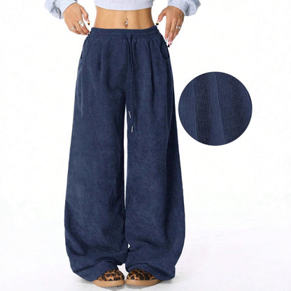 Damen Cordhose Weit Elastischer Bund