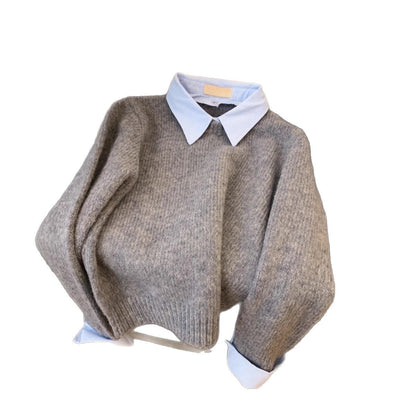 Damen Pullover Hemdkragen Kombi Eveloria