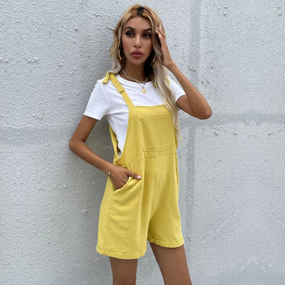 Eveloria Damen Latzshorts mit Taschen und verstellbaren Trägern