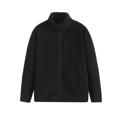 Damen Fleecejacke Hochkragen Reißverschlusstaschen Anthrazit Eveloria