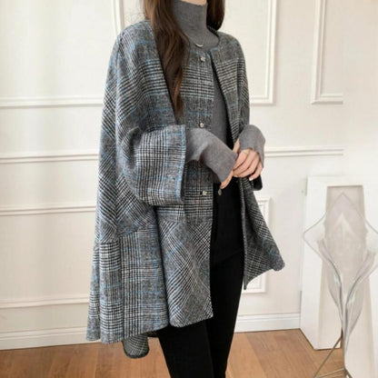 Damen Oversized Cardigan Karomuster Modern Eveloria