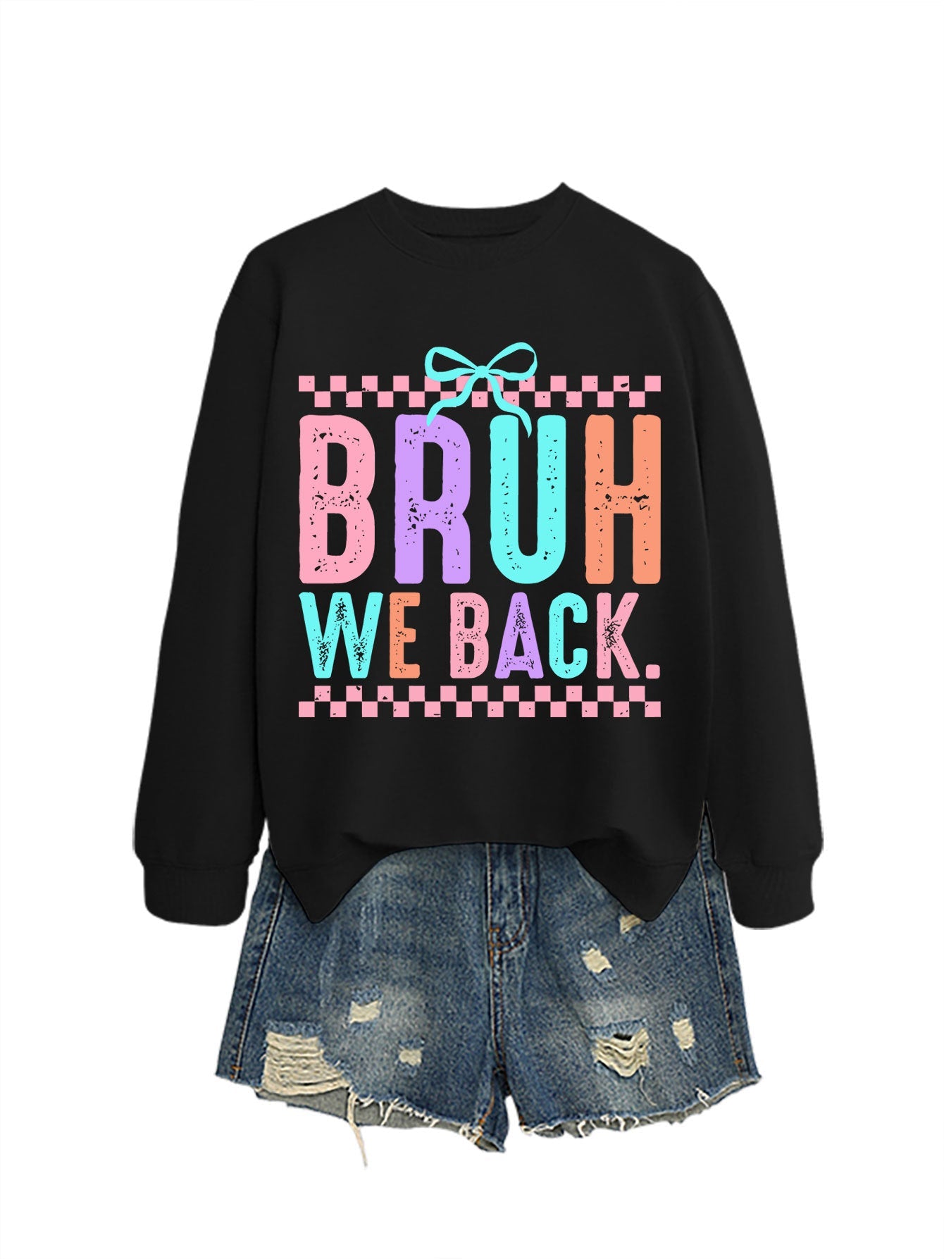 Damen Sweatshirt Bequem Fröhlicher Druck Grau Eveloria