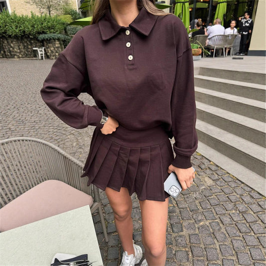Damen Poloshirt mit Rock lässig Blumenmuster - Eveloria