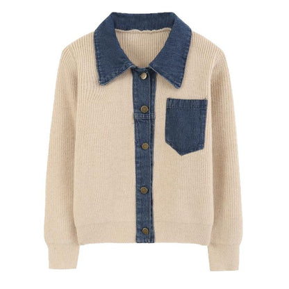 Damen Strickjacke Denim-Detail Eveloria