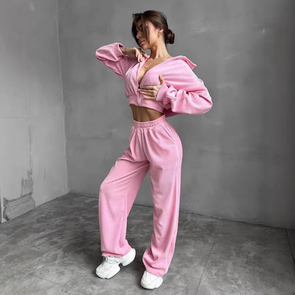 Damen Loungewear-Set Kapuze Weite Passform Eveloria