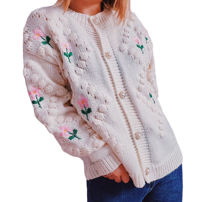 Damen Strickjacke Floralmuster Eveloria