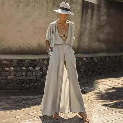 Damen Maxikleid V-Ausschnitt hautfreundlich Eveloria