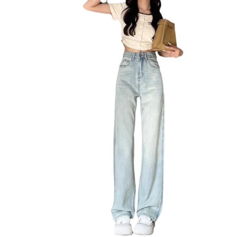 Damen High-Waist Jeans Weite Passform Bequem Eveloria