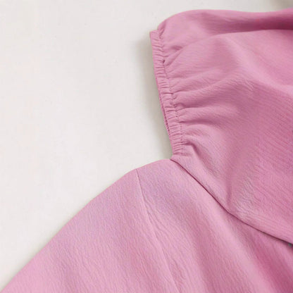 Damen Minikleid Puffärmel Herz-Ausschnitt