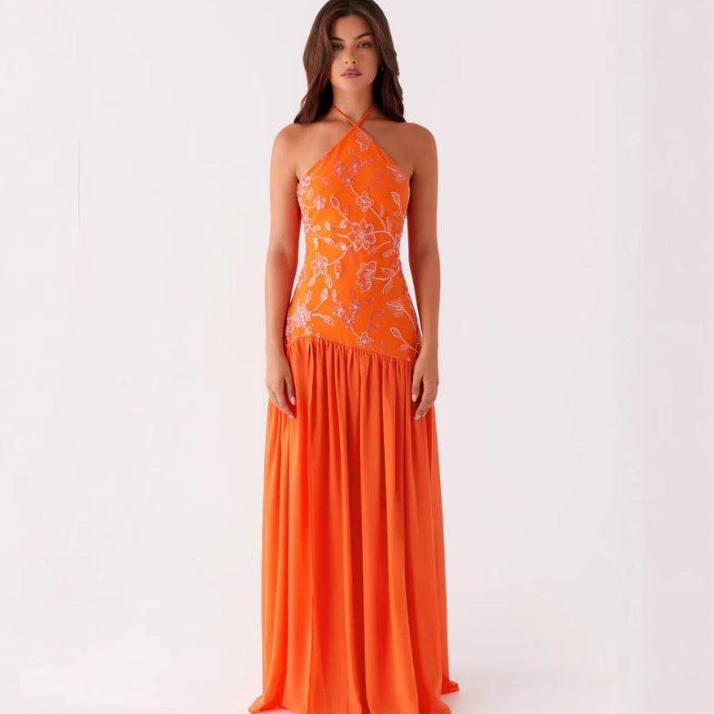 Damen Maxikleid Floraler Print Schwingender Rock Eveloria - Eveloria