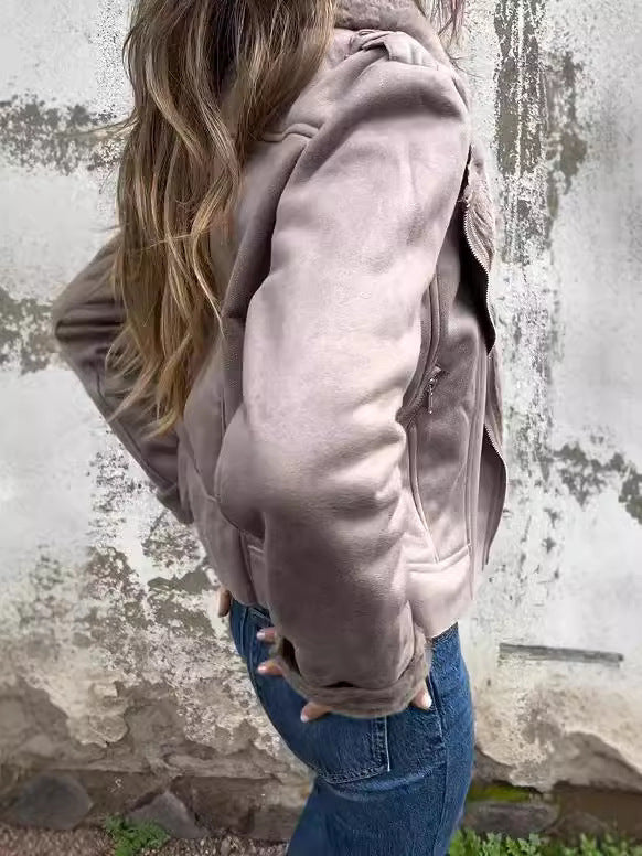 Damen Bikerjacke Fleecegefüttert Revers Eveloria