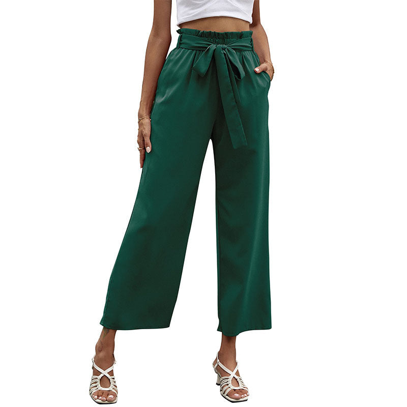 Damen Palazzo-Hose Elastischer Bund Bindegürtel Eveloria