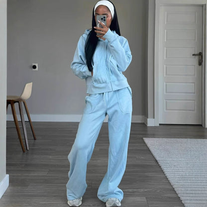 Damen Sportanzug Hoodie Weite Hosen Eveloria