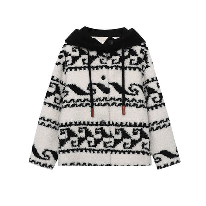 Damen Oversized-Jacke mit Grafikmuster und hochwertigen Details,