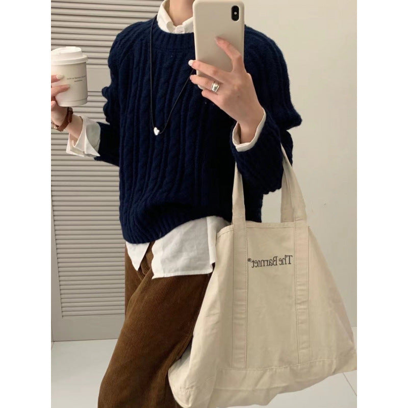 Damen Grobstrickpullover Lässiger Schnitt Eveloria