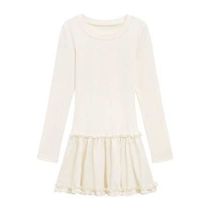 Damen Langarmshirt Voluminöser Rüschensaum Eveloria