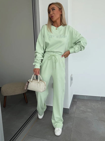 Damen Fleece-Loungewear-Set Elastischer Bund
