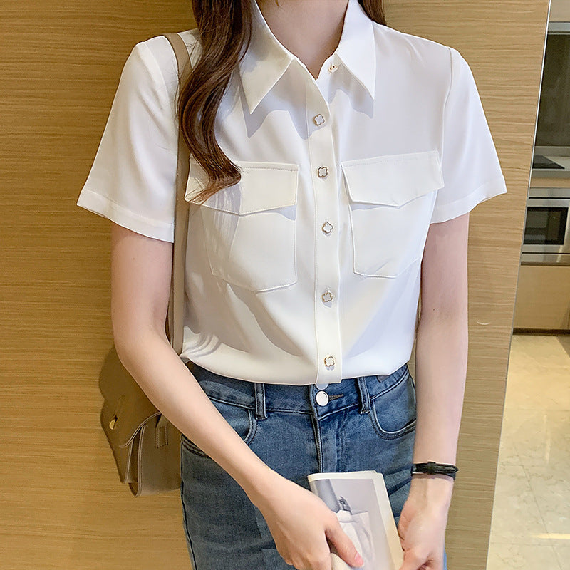 Damen Bluse mit Schulterklappen und Taschen Eveloria