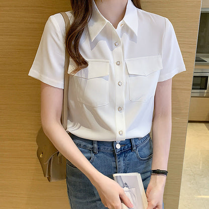 Damen Bluse mit Schulterklappen und Taschen Eveloria