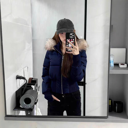 Damen Winterjacke Leicht Gesteppt Abnehmbare Kapuze