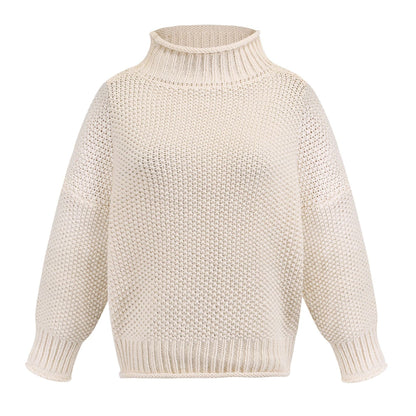 Damen Rollkragenpullover Grobgestrickt Lässiger Schnitt