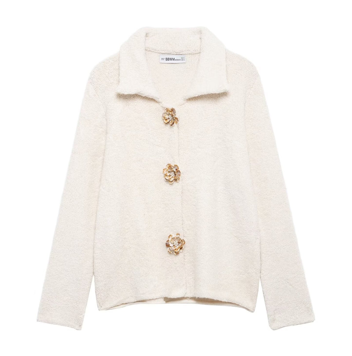 Damen Fleecejacke Kuschelig Elegante Knopfleiste Eveloria