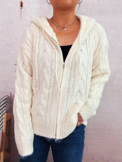 Damen Zip-Hoodie Gestreift Weich Kapuze Eveloria