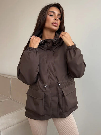 Damen Funktionsjacke mit Kapuze und verstellbarem Bund Eveloria