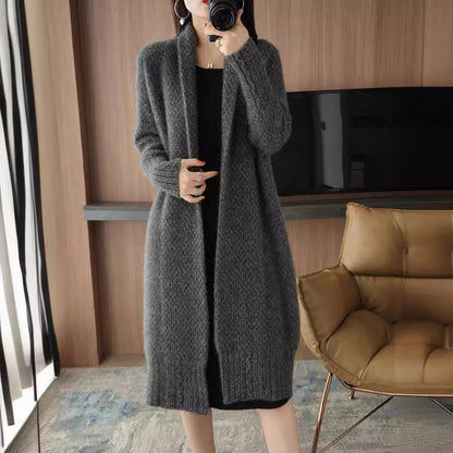 Damen Strickjacke Zopfmuster Offene Front Eveloria