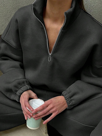 Damen Sweatpullover Halbzipp mit Ärmeln Eveloria