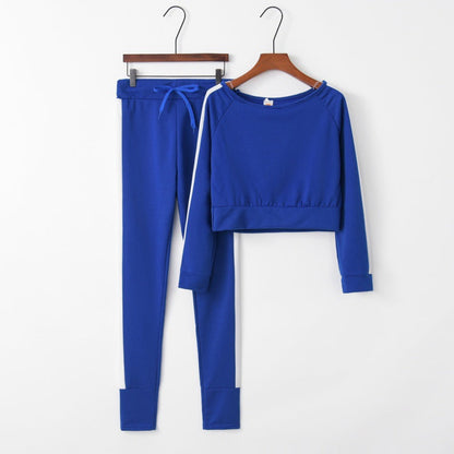 Damen Sportliches Loungewear-Set Cropped Oberteil und Hose Eveloria