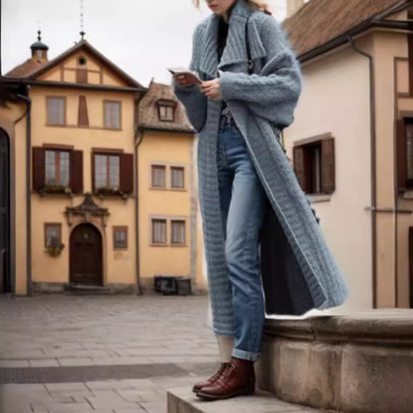 Damen Grobstrickmantel Weit Ärmel Modern Eveloria