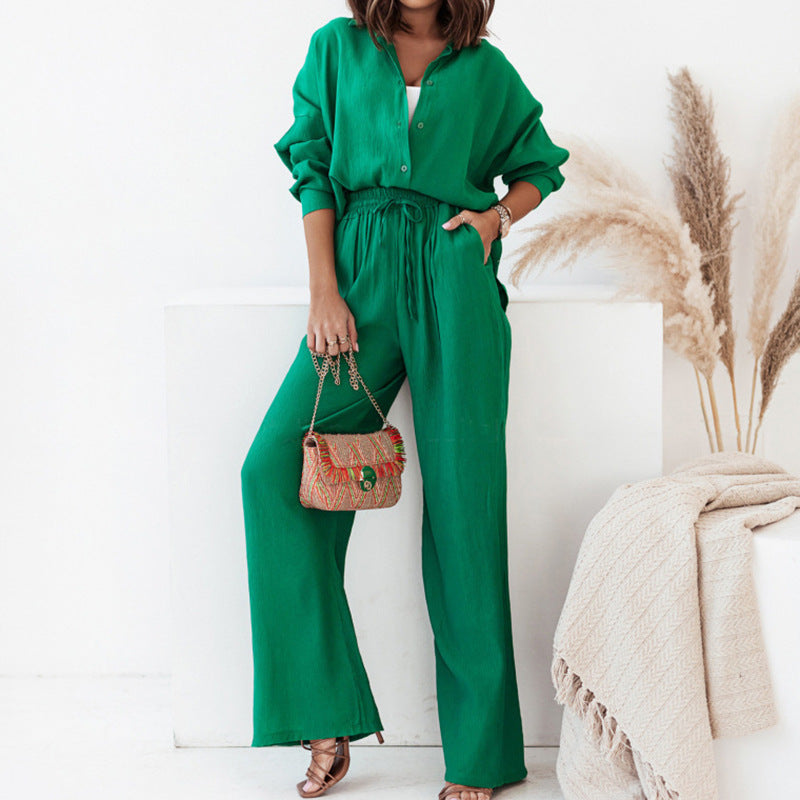 Damen Zweiteiliger Set Weiches Hemd Bequeme Hose Eveloria