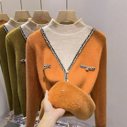 Damen V-Pullover mit Schimmer-Details und Knöpfen Eveloria - Eveloria