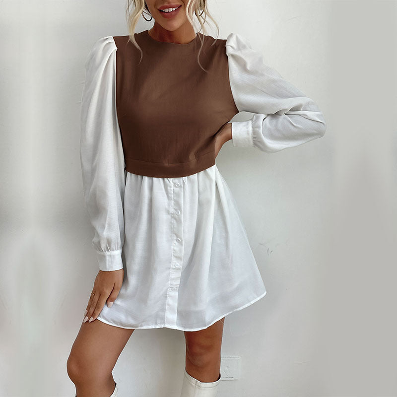 Damen Blusenkleid mit Kontrastärmeln Eveloria - Eveloria