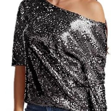 Damen Glitzernde Pailletten Bluse Eveloria