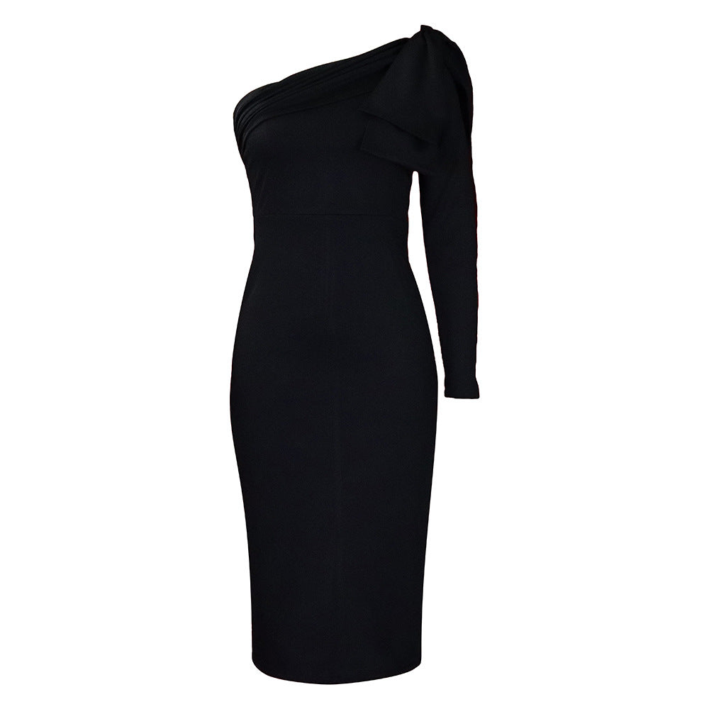 Damen Wickelkleid Asymmetrischer Ausschnitt Schleife Eveloria