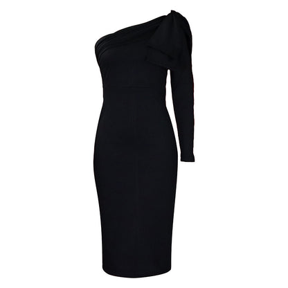 Damen Wickelkleid Asymmetrischer Ausschnitt Schleife Eveloria