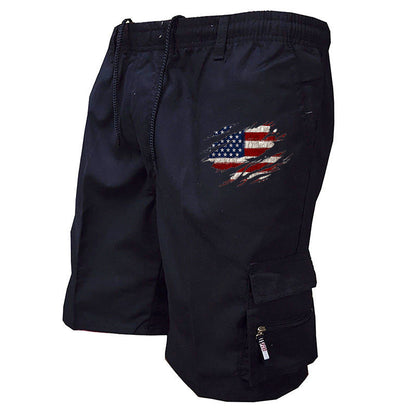 Herren Cargo-Shorts elastischer Bund mit Seitentaschen Olivgrün