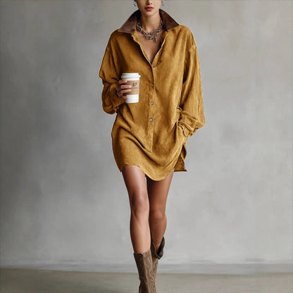 Damen Hemdblusenkleid mit Kragen und modernem Schnitt Eveloria