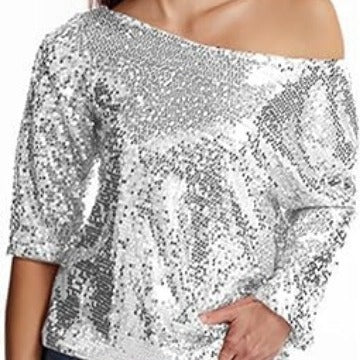 Damen Glitzernde Pailletten Bluse Eveloria