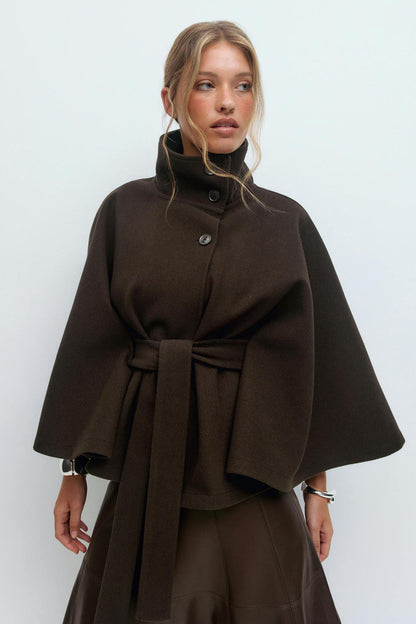 Damen Cape-Jacke mit Gürtel Elegantes Design