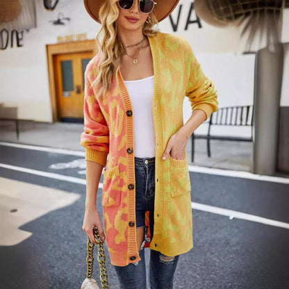 Damen Strickjacke Längeres Modell Auffälliges Muster Eveloria