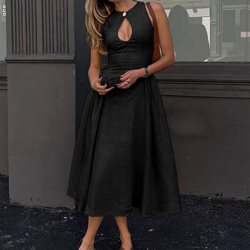 Damen Maxikleid mit Schlüsseleffekt und Volumenrock
