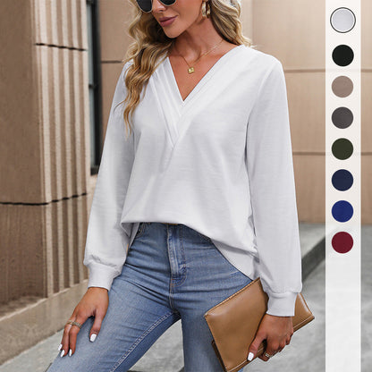 Damen Bluse V-Ausschnitt Lockere Ärmel Eveloria - Eveloria