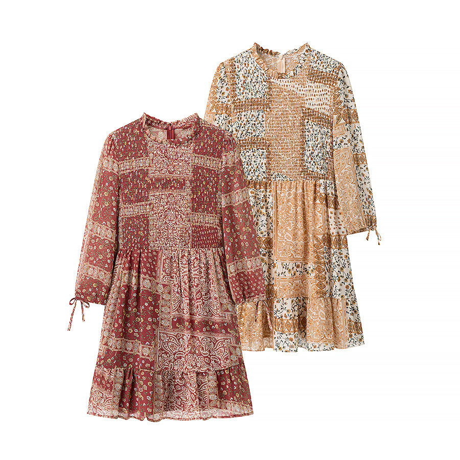 Damen Patchwork-Kleid Voluminöser Rock Eveloria - Eveloria