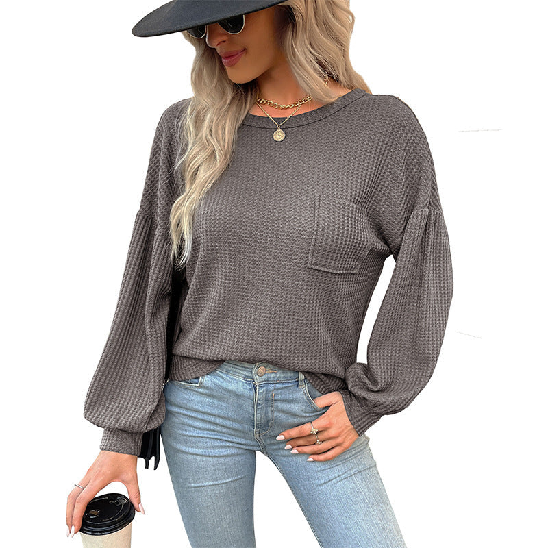 Damen Langarmshirt Waffelstruktur Eveloria